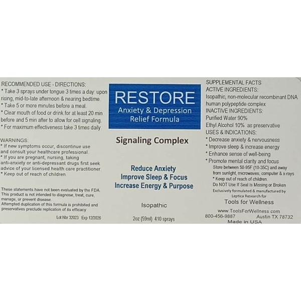 RESTORE - Anxiety & Depression Relief Formula - Image 2